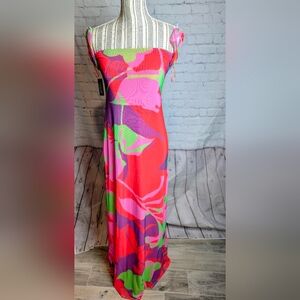 AFRM Red and Purple Floral Maxi Dress Size Small NWT Stretch Dress